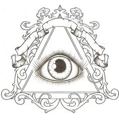 an all seeing eye with scroll around it