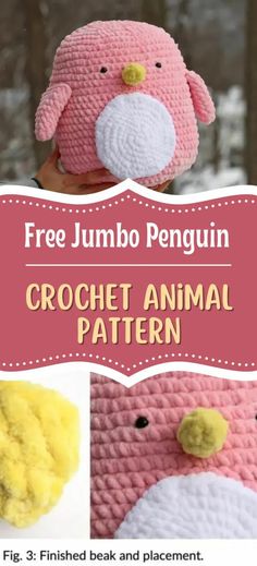 the crochet animal pattern has been made with this simple, easy to follow - through technique