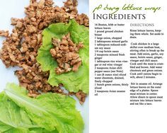 lettuce and meat on a plate with instructions