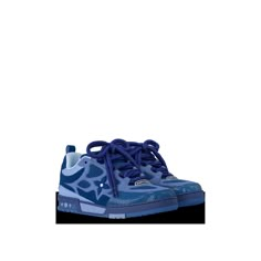 LOUIS VUITTON® - Lv Skate Sneaker - Blue Shoes That Go With Jeans, Air Force Louis Vuitton, Lv Skate Sneaker, Dark Blue Sneakers, Lv Slippers, Indigo Shoes, Lv Sneakers, Pretty Sneakers, Louis Vuitton Sneakers