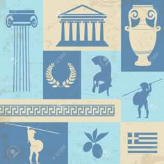 ancient greek symbols with grungy background