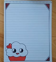 a notepad with an image of a cupcake on it