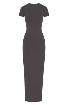 Specially washed for a vintage look and feel, this long dress from Kim Kardashian's SKIMS elevates your loungewear and features a shelf bra for support. 55 1/2" length (size Medium) Crewneck Short sleeves 92% cotton, 8% spandex Machine wash, tumble dry Imported Lounge Dress Casual, Black Short Sleeve Dress, Loungewear Outfits, Fashion Nova Outfits, Looks Party, Black Short Dress