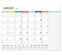 the printable calendar for january and december is shown in this colorful, modern style