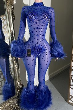 Icey Heart Blue Bodysuit(Ready To Ship) - AMEKANA.COM Blue Fitted Party Bodysuit, Fitted Blue Party Bodysuit, Blue Fitted Bodysuit For Party, Fitted Blue Bodysuit For Party, Rhinestone Bodysuit For Party Season, Rhinestone Bodysuit Outfits, Party Clothes Aesthetic, Blue Club Outfit, All Blue Party