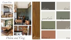 the interior color scheme is brown, green, and gray with neutrals in it