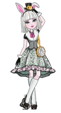 a drawing of a girl in bunny ears and dress