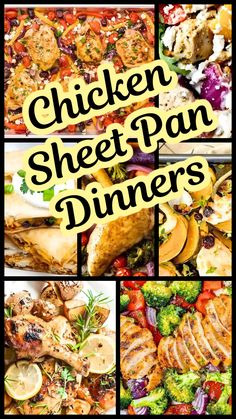 chicken sheet pan dinner collage with text overlay