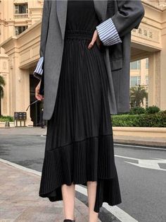 Pleated Chiffon Frill Midi Skirt