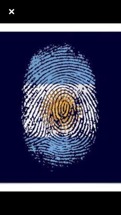 an image of a fingerprint with the flag of argentina in the center and blue background