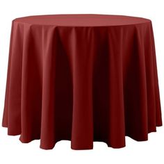 a round table with a red cloth on it