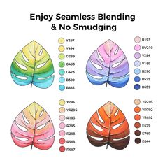 four different types of leaves are shown in this graphic diagram, and each has the same color