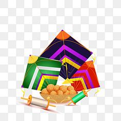 colorful kites and other items on a white background png clipart free for personal use