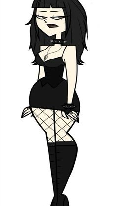 Drama Island Characters, Paige Total Drama, Yandere Manga Pfp, Total Drama Island Characters Oc, Plus Size Pfp, Total Drama Art Style, Cartoon Goth Girl, Gothic Girl Drawing, Total Drama Body Base