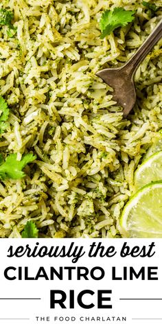 rice with cilantro and lime on the side