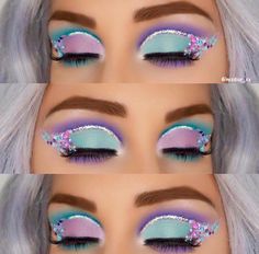 Edc Makeup, Cotton Candy Makeup, Ariel Makeup, Festival Makeup Glitter, Vibrant Makeup, Drag Make-up, Rave Makeup, Circus Costume