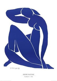 a blue silhouette of a woman sitting on the ground with her hands behind her head