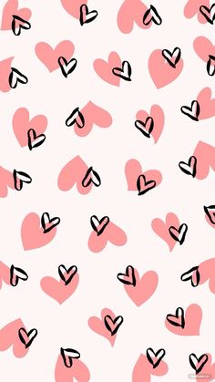 pink and black hearts on a white background