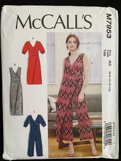 a woman's jumpsuit, top and pants sewing pattern from the mccalls