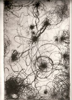 black and white photograph of many tangled wires