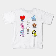 Bt21 Character with name || BTS || ArmyTata (V BTS)Chimmy (Jimin)Cooky (Jungkook)RJ (Jin)Koya (RM)Mang (J-Hope)Shooky (Suga)Van (Army) -- Choose from our vast selection of kids T-Shirts to match anything from your child's favorite design to unique, funny designs to make the perfect custom graphic children's T-Shirt. Put what they love on Toddler T-Shirts (Ages 1-3) or Youth T-Shirt sizes. Customize to the color they love! For boys and girls. Bt21 T Shirt, Bts Merchandise, Army Bts, Kids T Shirts, J Hope, Funny Design, Bts Army, Kids Tshirts, Boy Or Girl