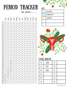 the printable period tracker is shown with an image of a cow's head