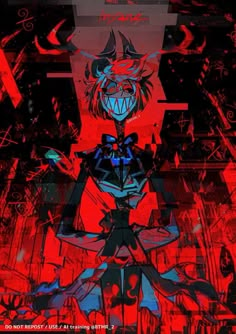 an anime character is standing in front of red and black background with the words demon slayer written on it