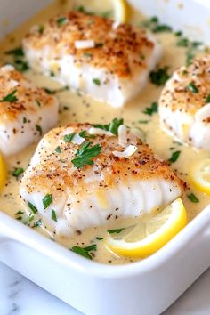 Tasty Baked Cod in Coconut Lemon Cream Sauce Seafood Party, Lemon Cream Sauces, Shell Fish, Blackened Chicken, Baked Cod, Cooking Seafood, Lemon Cream, Croquettes, Cream Sauce