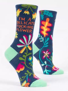 Blue Q Socks, Flower Crew, Chicago Gifts, Miscellaneous Gifts, Flower Socks, Blue Q, Women Crew Socks, Comfortable Socks, Funny Socks