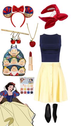 snow white and the seven dwarfs costume on display in front of an image of snow white