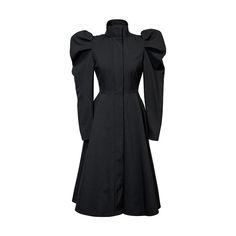 Black Coat With Balloon-Styled Sleeves: Majestic Night | RainSisters | Wolf & Badger Vintage Coats For Women, Coat With Skirt, Ladylike Dress, Angel Core, Womens Black Coat, Vintage Coats, Fashion Closet, Fitted Top, Trench Coats Women