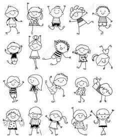 children's drawings in black and white on a white background stock photo - 5479