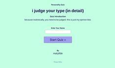 a sign up form with the words judge your type in detail