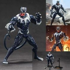 an action figure is shown in three different poses, including the black panther and the white tiger