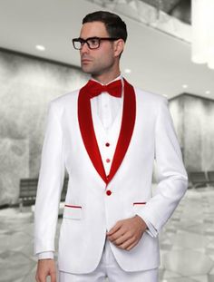 Product# Tux-SH Alberto Nardoni Best Mens Italian Suits Brands White and Red Lapel Shawl Collar Tuxedo Vested  3PC 3 Pieces Suits Wool 1 button suit Groomsmen Beige, Groom Tuxedo Blue, White Tuxedo Men, Beige Groom, Mens Italian Suits, Tuxedo White, Mens Wedding Suits, Men Suits Wedding, White Wedding Suit