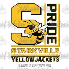 the logo for starvillee yellowjackets is shown in black and yellow with an image of a bee on it