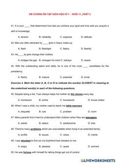 an image of a question sheet with words on it