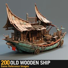 an old wooden ship is shown with the text, 200 old wooden ship game reference images