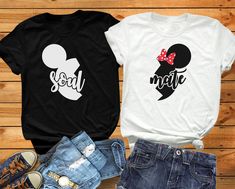 Minnie & Mickey Disney Couple T-shirt Couples Disney Shirts, Disney Matching Shirts, Couples Disney, Disney Anniversary, Custom Disney Shirts, Disney Engagement, Disney Couple, Disney Couple Shirts, Disney Couple T-shirt