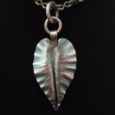 I Love Leaves, So I Made This Solid Copper Leaf Pendant. It's Made Using A Fold Form Method. Beating Copper With A Hammer Is Really Fun. I Make All Components Of My Jewelry, Every Ring, Beadcap, Bail, Etc. It's Three Inches High Including The Hammered Ring Bail, By 1 1/4" Wide. Chain Not Included. Fold Formed Jewelry, Fold Forming Jewelry, Fold Forming, Fork Jewelry, Pebble Jewelry, Hammered Jewelry, Boho Color, Copper Leaf, Hammered Ring