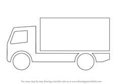 a line drawing of a delivery truck on a white background with the words, for more step by step drawings visit us at www wonderall com