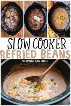 the cover of slow cooker refried beans