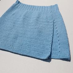 shopdigitalgirl crochet mini skirt in light blue size large Crochet Mini Skirt, Crochet Skirt Pattern, Crochet Bottoms, Crochet Crop Top Pattern, Mode Crochet, Crochet Skirts, Baby Blue Color, Crochet Business, Crochet Clothing And Accessories