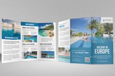 a travel brochure with an image of a woman in the pool