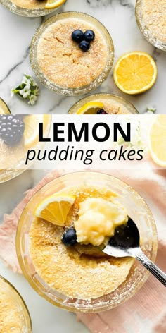 lemon pudding in glass bowls with spoons