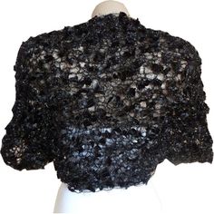 Knit Black Bolero Shrug Sleeves Wedding Bolero  by MilenaCh Winter Party Black Shrug, Black Winter Party Shrug, Masquerade Dinner, Fitted Black Winter Shrug, Black Bolero Crochet, Shrug Sleeves, Black Fitted Cropped Shrug, Black Bolero, Wedding Bolero