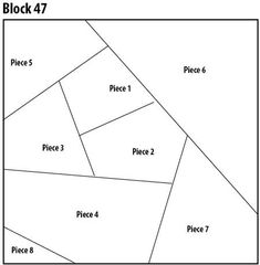 the block 47 is shown in black and white, with four pieces missing from each piece