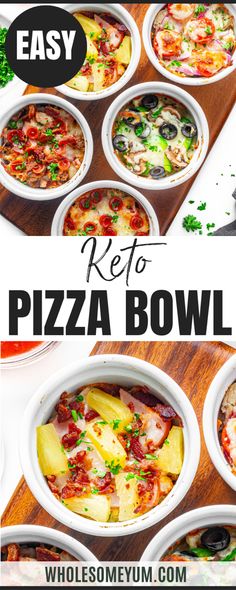 Pizza Bowl Marcos Pizza Bowl Recipe, Keto Pizza Bowl, No Crust Pizza, Pizza Bowl Recipe, Hawaiian Pizza Recipe, Crustless Pizza, Pizza Bowl, Best Keto Meals, Wholesome Yum