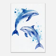 two dolphins are swimming in the water with bubbles on their back and one is jumping up