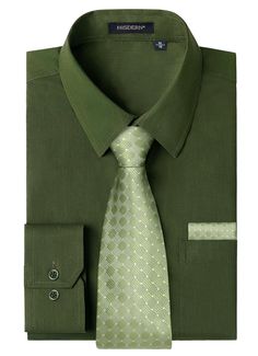 PRICES MAY VARY. Mens Dress Shirt and Tie Set : men's dress shirt comes in a solid dress shirt with matching tie set. The tie is silky to the touch with vibrant colors. The good quality fabrics in the shirt and the unique design make this shirt a one of a kind, and an amazing addition to the wardrobe Fashion : Why dress boring if you have style and prefer fashionable looks. A solid dress shirt with matching tie and handkerchief set can take your ordinary suit and bring it to places you didn't th Wardrobe Fashion, Solid Dress Shirt, Casual Formal Dresses, Dress Shirt And Tie, Green Shirt Dress, Business Party, Long Sleeve Casual Dress, Formal Casual, Shirt Dress Casual